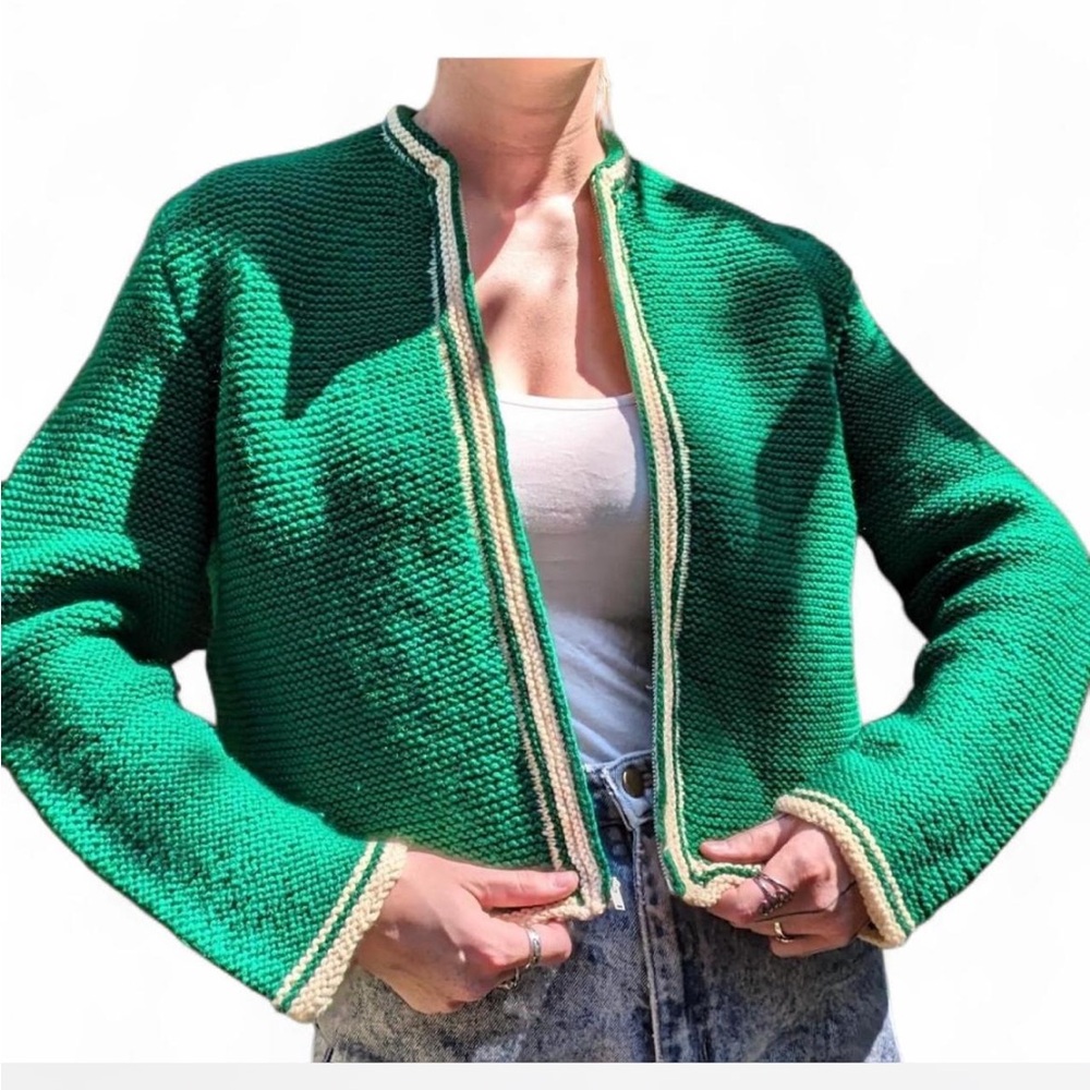 Green Textured Women's Jacket